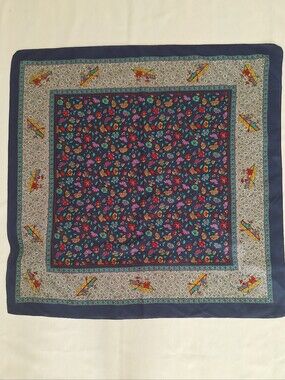 Vintage Navy Floral  Scarf — Multicolor Print